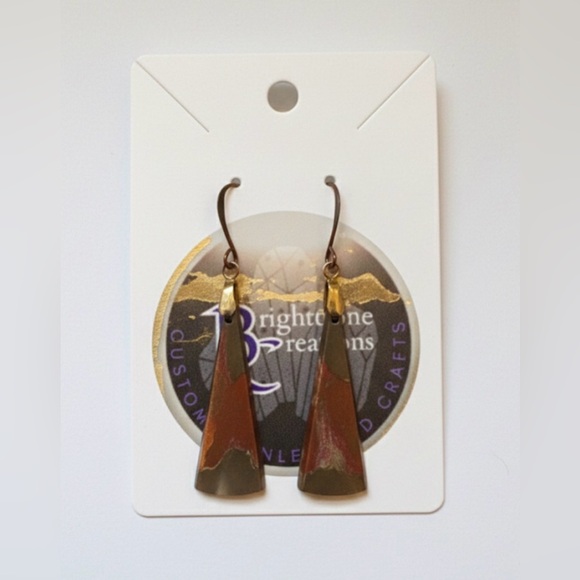 Jewelry - Handmade Brown and Gold Dangle Earrings